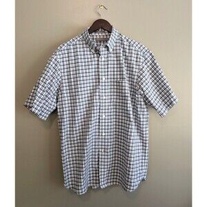Daniel Cremieux Luxury Mens Large Purple Check Button Down Short Sleeve Shirt L